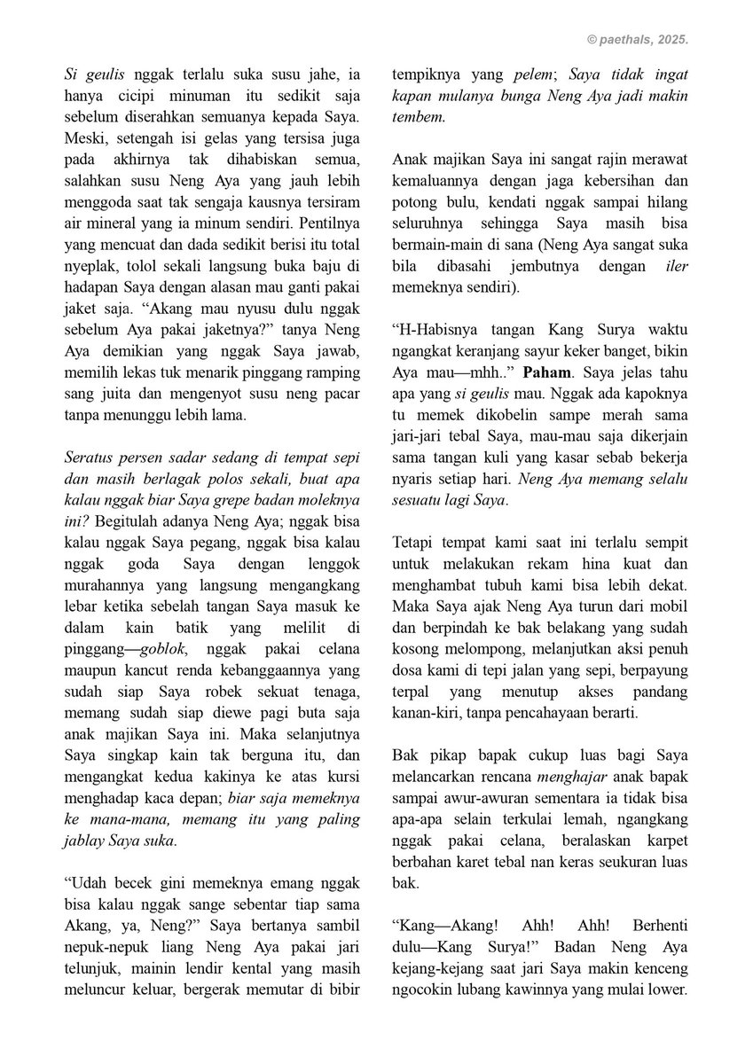 paethals's tweet photo. menggoyang mobil bapak 🔞

syongnen local au | explicit content | bp!nen, semi-public sex, feminization (using fem term 'neng') https://t.co/71SJ73L9Hj