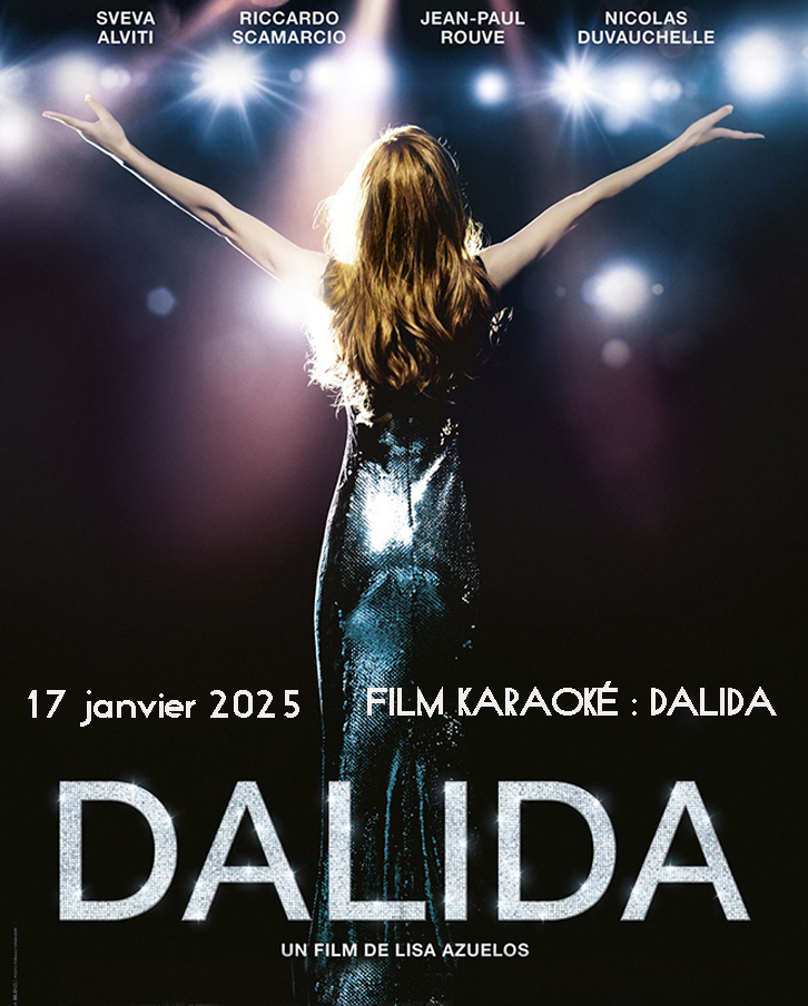 Événement exclusif  !
🎤 SÉANCE FILM KARAOKÉ : #DALIDA 🎶
📅 17/01/2025 - 18h à 22h
📍 Le Nida &amp; UGC Issy Cœur de Ville (Paris)
Happy Hour 🍹, karaoké 🎤, film culte
👉 Plus d’infos dans la rubrique Dernière Minutes sur notre site officiel : dalida.com