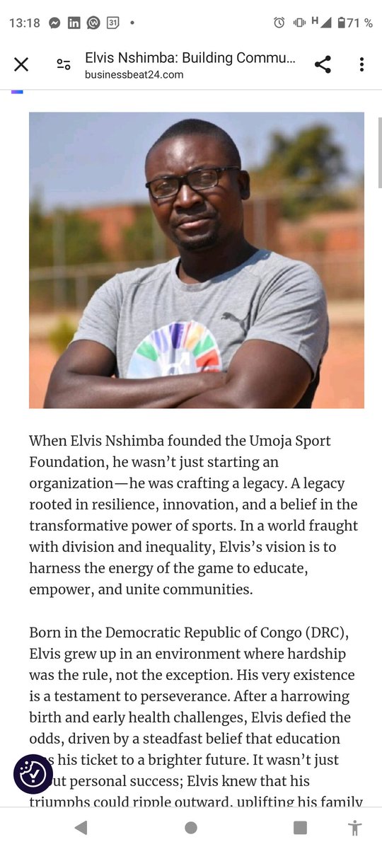 Thrilled to share that I’ve been featured in BusinessBeat 24. Check out this incredible article to discover our work beyond borders and the impact we're making. huge thank you to Nomore Kudzedzereka for thinking of me and inviting me to be part of this👇

businessbeat24.com/elvis-nshimba-…