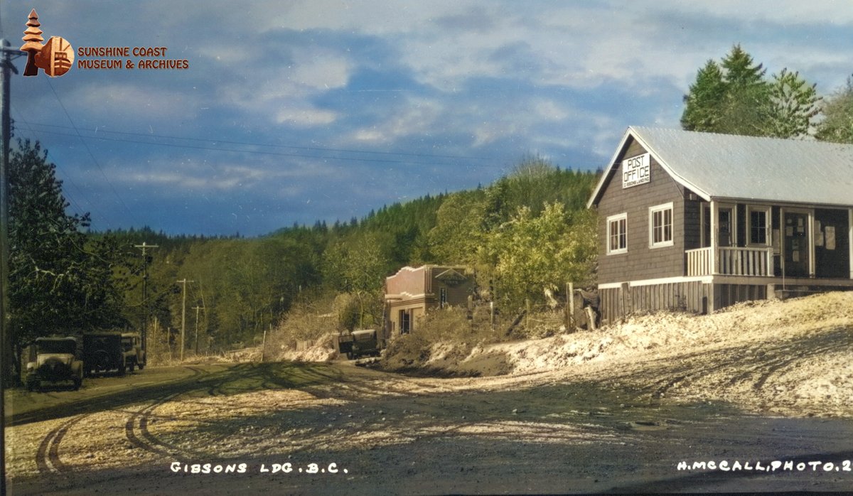 🌈 Bring some colour to the new year with Coastal history! This colourized archival photo shows the Gibsons post office at 5 corners (1930s). Sign-up to become a member to be entered into a draw for one of our awesome gift baskets worth over $100! ➡️ tinyurl.com/bdhaktdx
