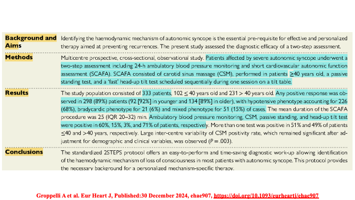 Raviele Antonio (@drraviele) on Twitter photo 📌Value of TWO-STEPS protocol in👫w/ autonomic #syncope
1⃣ to identify the haemodynamic mechanism of LOC
🔸hypotensive
🔸bradycardic
🔸mixed
2⃣ to personalize mechanism-specific Tx
#EPeeps #CardioTwitter #MedTwitter #vasovagalsyncope <a href="/MDTolgaAksu/">Tolga Aksu, MD</a> <a href="/jczerpa/">JC ZERPA</a> <a href="/ArturFedorowski/">Artur Fedorowski</a> 📌Value of TWO-STEPS protocol in👫w/ autonomic #syncope
1⃣ to identify the haemodynamic mechanism of LOC
🔸hypotensive
🔸bradycardic
🔸mixed
2⃣ to personalize mechanism-specific Tx
#EPeeps #CardioTwitter #MedTwitter #vasovagalsyncope <a href="/MDTolgaAksu/">Tolga Aksu, MD</a> <a href="/jczerpa/">JC ZERPA</a> <a href="/ArturFedorowski/">Artur Fedorowski</a>