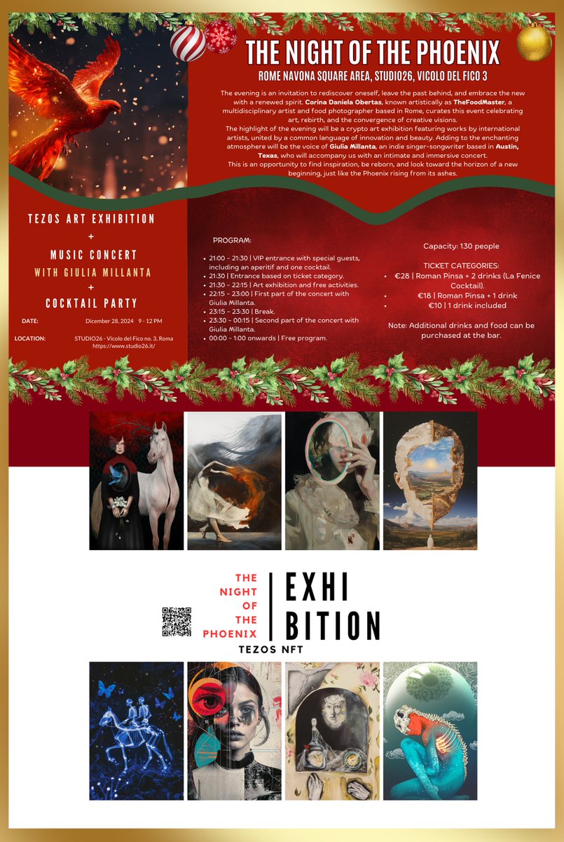 CorinaObertas's tweet photo. Photos and videos of the artist's works at "The Night of The Phoenix"
Exhibition in Rome 28th December 2024
organised and curated by Corina Daniela Obertas
All will be uploaded in the comments, please allow one to two days.
#phoenixnight #corinadanielaobertas #thefoodmaster https://t.co/du3rvYrFWp