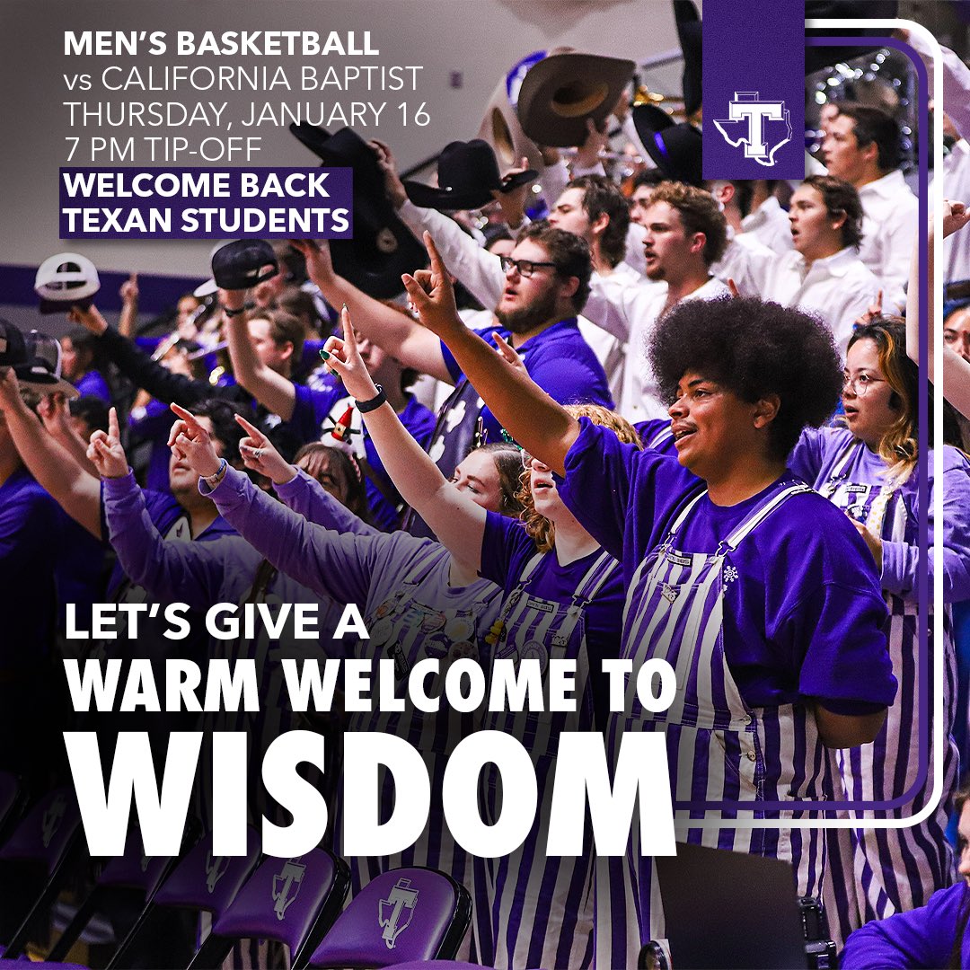 Tarleton State Athletics (@tarletonsports) on Twitter photo It’s great to have our students back on campus! 🙌
There is a big <a href="/TarletonMBB/">Tarleton State Men's Basketball</a> game tomorrow at home, let’s pack Wisdom and start the semester on a high note!
Tickets: tinyurl.com/rtzbz3yy It’s great to have our students back on campus! 🙌
There is a big <a href="/TarletonMBB/">Tarleton State Men's Basketball</a> game tomorrow at home, let’s pack Wisdom and start the semester on a high note!
Tickets: tinyurl.com/rtzbz3yy