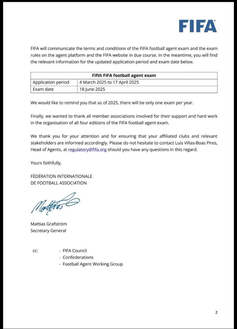 marvinh_k's tweet image. #FIFA amended its Football Agent rules #FFAR to provide for online sitting of the agent license exam starting 2025.
Good development 🤝👇🏼 #SportsLaw @OfficialFUFA