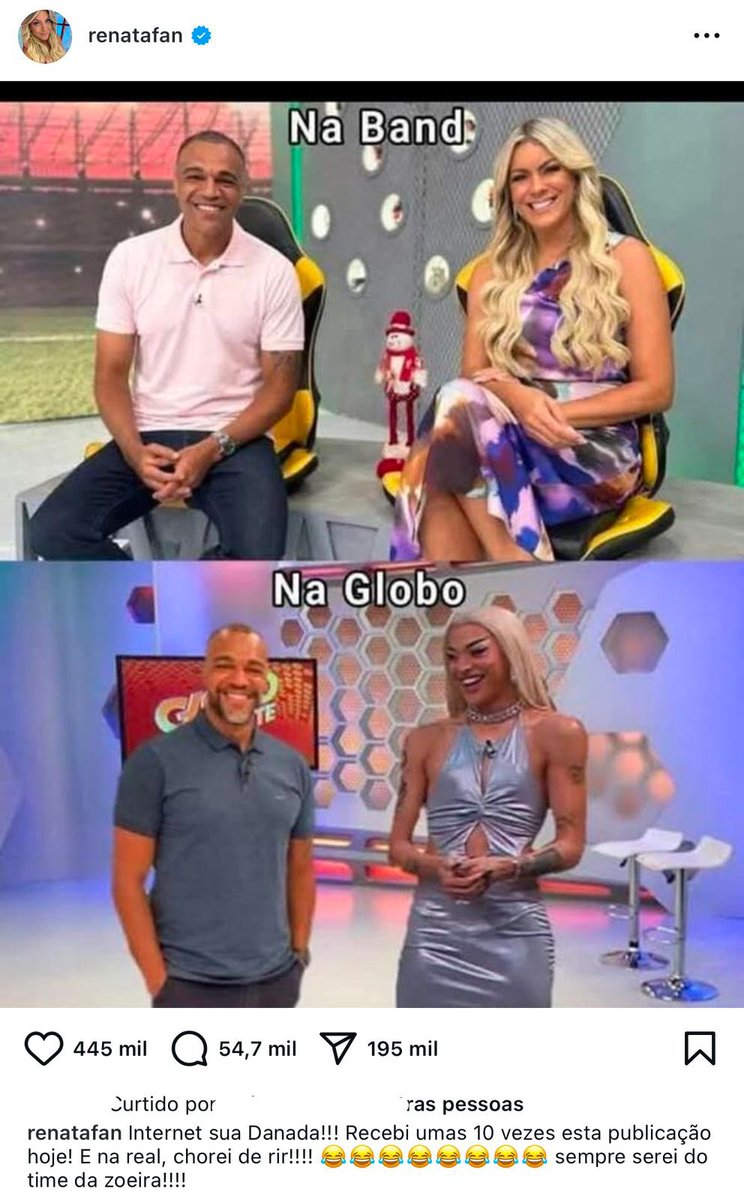 futebol_info's tweet photo. Associação do Orgulho dos LGBTQIAPN+ processa apresentadora Renata Fan, da Band, por post (imagem abaixo) considerado homofóbico contra Pabllo Vittar.

O caso já está na Justiça de São Paulo.

O post dividiu opiniões na Band. Profissionais da emissora reclamaram, mas a equipe do Jogo Aberto defendeu Renata.

Pabllo Vittar comentou na publicação da apresentadora: "Homofobia não é brincadeira. Muita gente morre por conta dessa zoeira".

🗞 @folha | @sitef5 | @bielvaquer 
📸 Reprodução