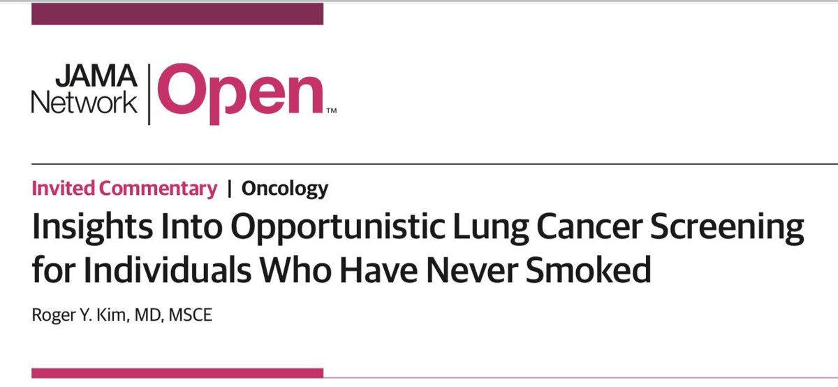 Roger Kim, MD, MSCE, DAABIP, ATSF (@rogerkimmd) on Twitter photo It was an honor to author this <a href="/JAMANetworkOpen/">JAMA Network Open</a> commentary highlighting work by <a href="/kimyw_snu_pulm/">Yeon Wook Kim</a> and colleagues demonstrating the risk of overdiagnosis associated with opportunistic #lungcancer #screening
jamanetwork.com/journals/jaman…
<a href="/atsearlycareer/">ATS Early Career</a> <a href="/atstoa/">ATS TO Assembly</a> It was an honor to author this <a href="/JAMANetworkOpen/">JAMA Network Open</a> commentary highlighting work by <a href="/kimyw_snu_pulm/">Yeon Wook Kim</a> and colleagues demonstrating the risk of overdiagnosis associated with opportunistic #lungcancer #screening
jamanetwork.com/journals/jaman…
<a href="/atsearlycareer/">ATS Early Career</a> <a href="/atstoa/">ATS TO Assembly</a>