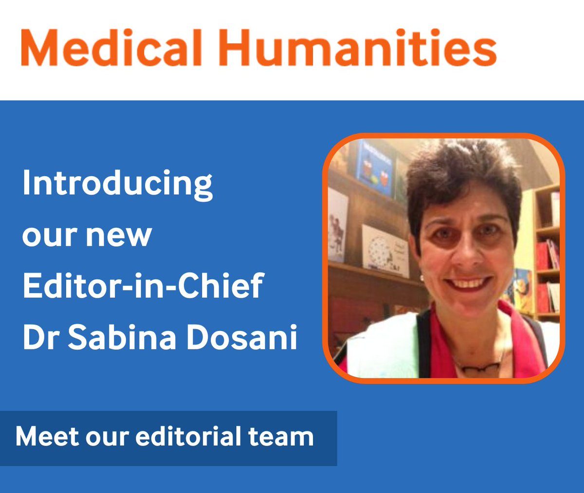 MedHums_BMJ (@medhums_bmj) on Twitter photo We're delighted to welcome Dr. Dosani as our new EiC! Dr. Dosani is a consultant child & adolescent #psychiatrist, writer, & researcher in #medicalhumanities and was named as a New Generation Thinker by the BBC in 2022. Find out more: bit.ly/42e0Pfg
<a href="/DrSabinaDosani/">Dr Sabina Dosani 📚</a> We're delighted to welcome Dr. Dosani as our new EiC! Dr. Dosani is a consultant child & adolescent #psychiatrist, writer, & researcher in #medicalhumanities and was named as a New Generation Thinker by the BBC in 2022. Find out more: bit.ly/42e0Pfg
<a href="/DrSabinaDosani/">Dr Sabina Dosani 📚</a>