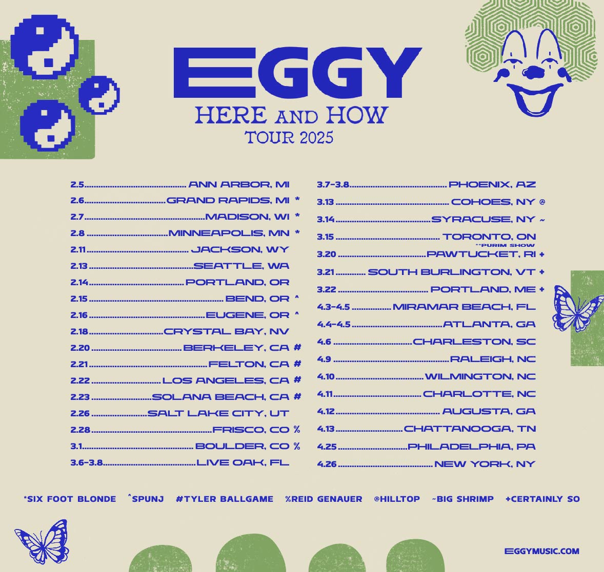 Here And How Tour just got better. Excited to team up with all of these amazing artists on our upcoming tour across the country.
Get tickets at the link: eggymusic.com/tour