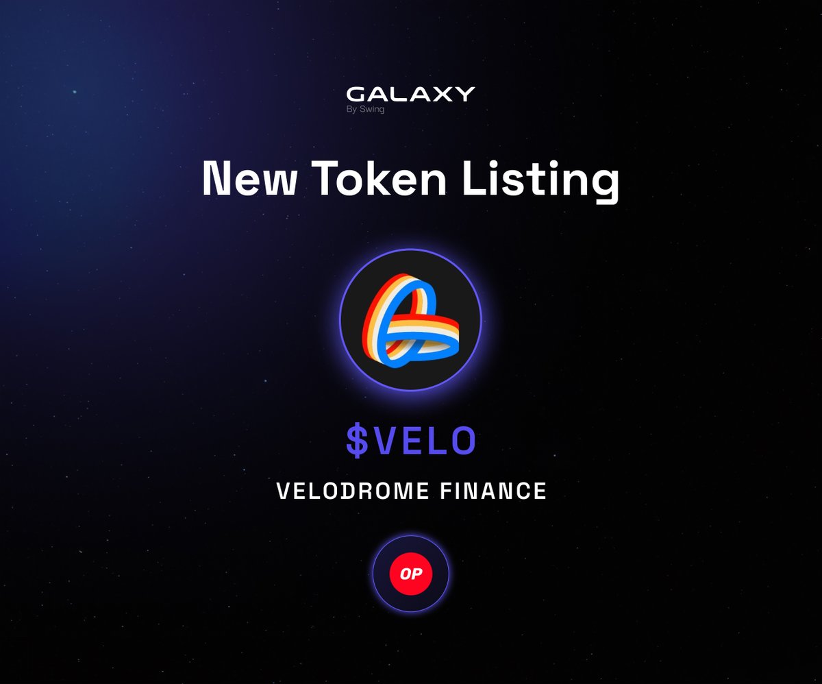 GalaxyExchangeX's tweet image. 🌟 New Token Alert! 🌟

Another interstellar addition! 🎉 

The latest star to join our lineup is $VELO by @VelodromeFi.

✨ Bridge it.
✨ Swap it.
✨ Make it yours, across supported chains.

Dive in and explore endless possibilities. 🌌