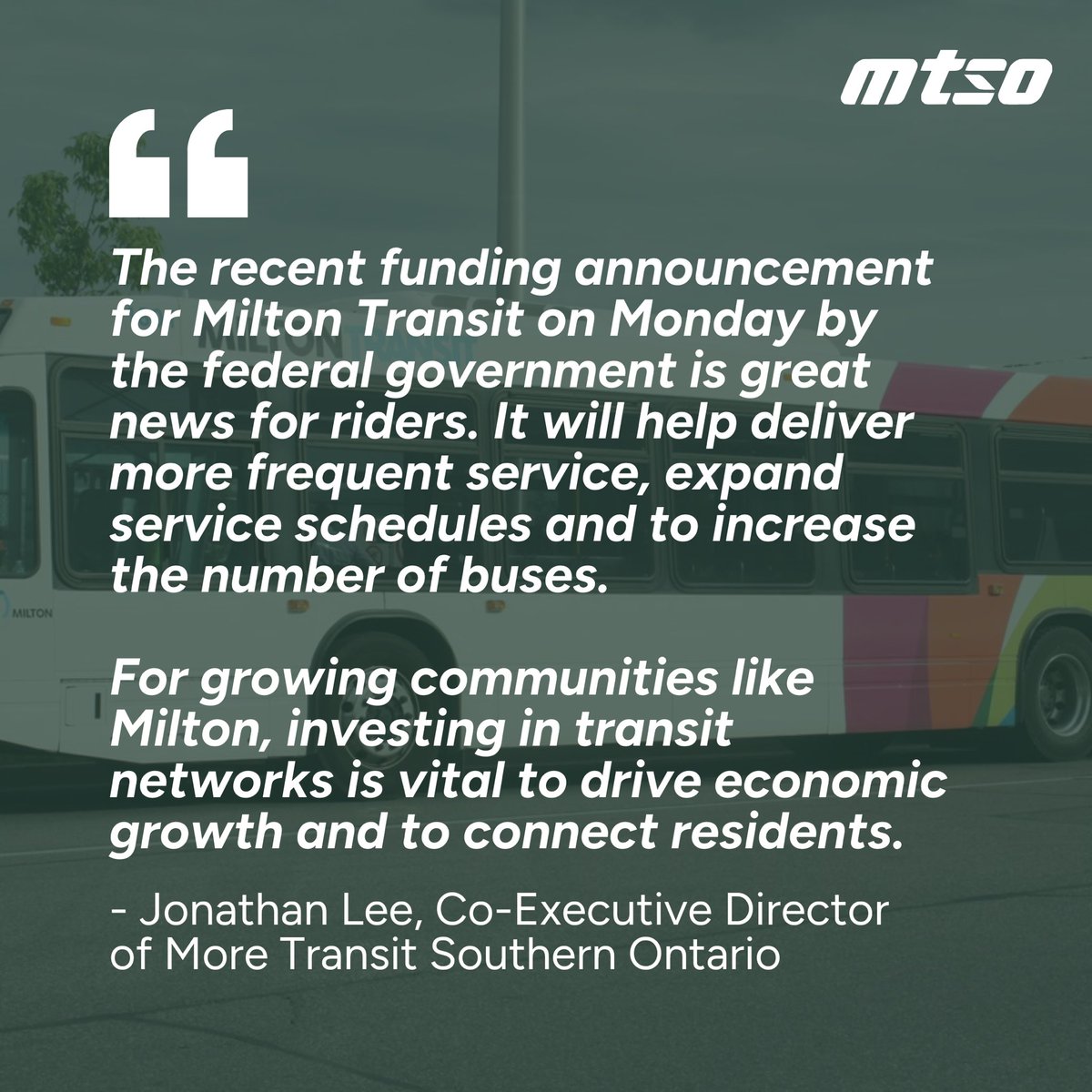 moretransitso's tweet photo. On Monday, the federal government recently announced over $7.2M in funding under the Canada Public Transit Fund’s Baseline funding stream.

Milton Transit can fund improvements like enhancing its service schedule, purchasing more buses &amp; more frequent service for riders. https://t.co/3dT4onvWhS