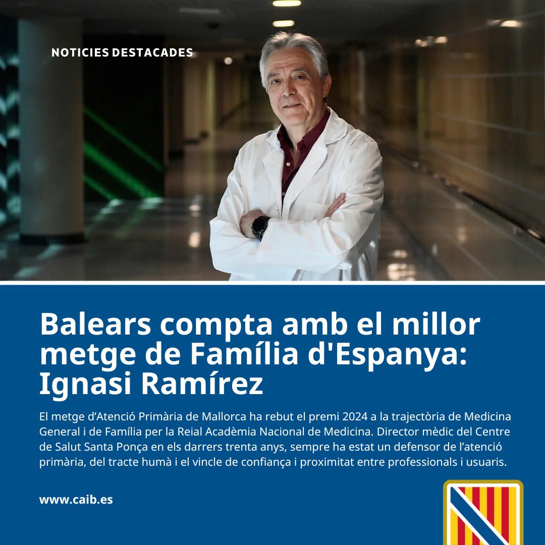 🩺 Balears compta amb el millor metge de Família d'Espanya: Ignasi Ramírez. 

📲 Tota la informació: tn.caib.es/millormetge