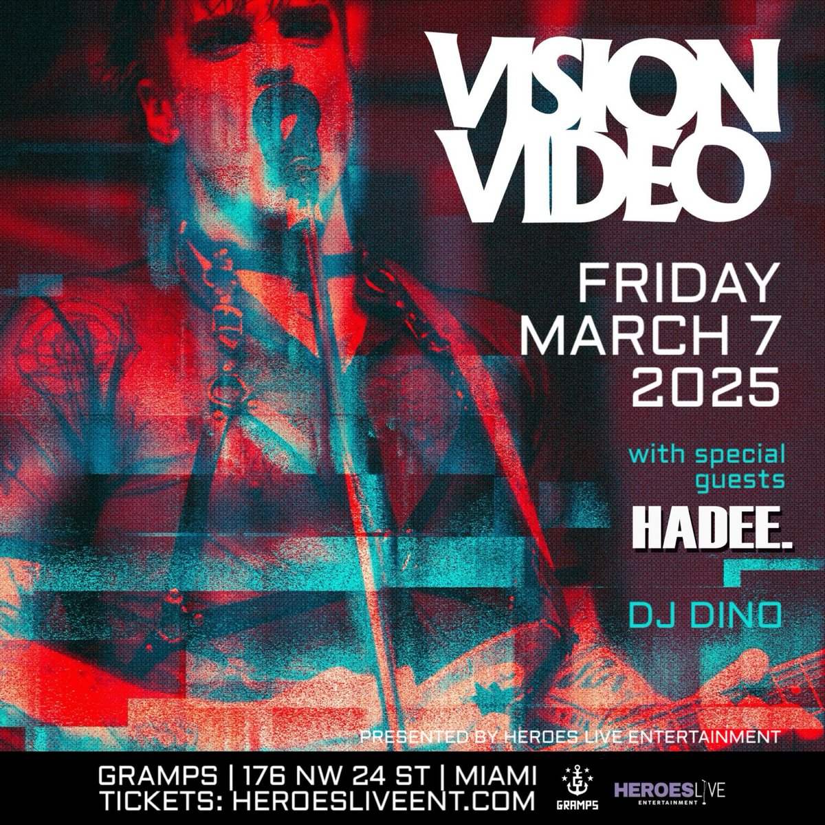 Heroes Live Entertainment (@heroesliveent) on Twitter photo ON SALE NOW! 3/7 <a href="/visionvideoband/">Vision Video</a> + <a href="/hadeedosani/">HADEE.</a> + <a href="/djdinorio/">DJ Dino</a> at <a href="/grampswynwood/">Gramps</a> in Miami
Tickets: vvmiami.eventbrite.comโฃโฃโฃ
Presented by <a href="/heroesliveent/">Heroes Live Entertainment</a>
Info: HeroesLiveEnt.com
#heroesliveent #visionvideo #gothdad #hadee #grampswynwood #grampsmiami ON SALE NOW! 3/7 <a href="/visionvideoband/">Vision Video</a> + <a href="/hadeedosani/">HADEE.</a> + <a href="/djdinorio/">DJ Dino</a> at <a href="/grampswynwood/">Gramps</a> in Miami
Tickets: vvmiami.eventbrite.comโฃโฃโฃ
Presented by <a href="/heroesliveent/">Heroes Live Entertainment</a>
Info: HeroesLiveEnt.com
#heroesliveent #visionvideo #gothdad #hadee #grampswynwood #grampsmiami