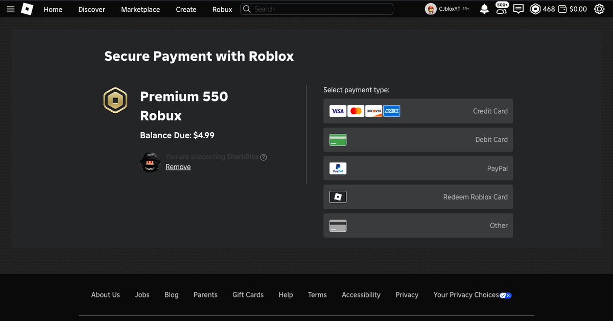 I used you starcode to buy robux <a href="/SharkBloxYT/">SharkBlox🦈</a> 
hoping you can add me 🙏🙏 
my username is thecjbloxyt