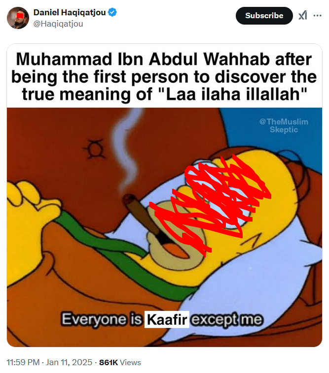 AbuIyaadSP's tweet photo. A bankrupt Haqiqatjou takes his mask off and reveals his enmity towards the callers to Tawḥīd and Sunnah, not having shaken off that Majūsī, Ṣafawī, Rāfīdī heritage of hatred in his ancestors.

Read Shaykh Muḥammad bin ʿAbd al-Wahhāb's risālah here:
https://t.co/IOw6qr9H05 https://t.co/4pP05q4C0Z