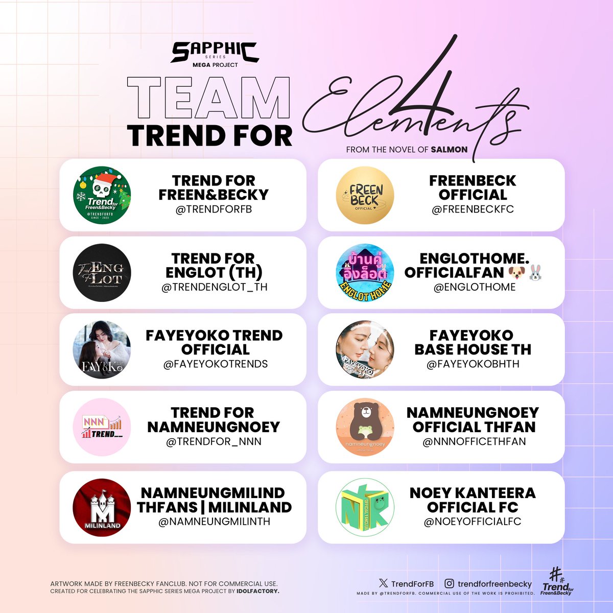 TrendForFB's tweet image. ขอขอบคุณพันธมิตรทั้ง 10 บ้านนี้ ที่ตอบรับคำเชิญ เพื่อจะเดินไปด้วยกันกับ MEGA PROJECT 4 FANDOM ในครั้งนี้นะคะ

จับมือเติบโตไปด้วยกันค่ะ 🤝

@AngelssBecky
@srchafreen

4ELEMENTS MEGA PROJECT
#4ElementsFollowParty