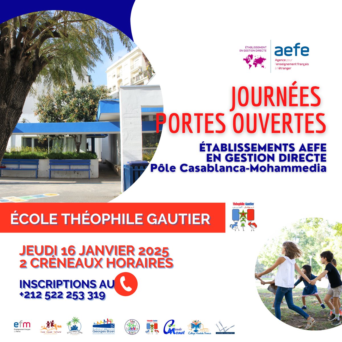 🚨 👥 JOURNÉES PORTES OUVERTES à l'école Théophile Gautier !

Pour la seconde année consécutive, nous proposons aux familles de venir visiter nos établissements lors des JOURNÉES PORTES OUVERTES :
➡linkedin.com/feed/update/ur…

<a href="/aefeinfo/">AEFE</a>
#admissions #rentrée2025 #nouvellesadmissions