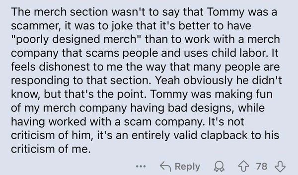 no bc what he's not going to do is make me feel like I'm in the wrong for having that reaction. "It feels dishonest" you cannot just make deliberately defamatory statements about someone and expect people are going to think "yeah no it's cool it was just a joke guys".