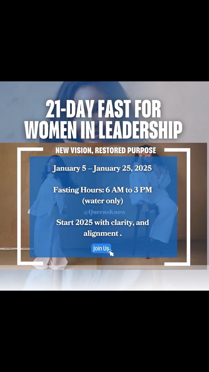 queensknow's tweet photo. ✨ 21 Days of Transformation for Women in Leadership  ✨

We started our 21 day Fast, Jan 5-  and it has been nothing but short of amazing.

DM us ‘21’ and be part of this transformative journey.

This is YOUR season for growth and divine alignment.

#QueensKnow https://t.co/vc9vDQCk8D