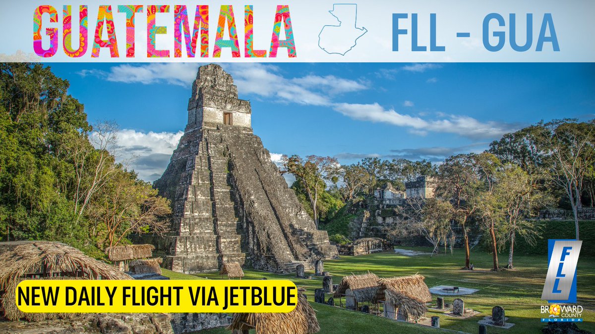 FLLFlyer's tweet photo. Heads up, #FLLyers! A new international route is coming soon! Starting April 30, travelers can fly from #FLL to Guatemala City via @JetBlue. We are thankful for our airline partner’s new service and excited to give passengers more choices for flying to Latin America. https://t.co/4zVpDJTlK4
