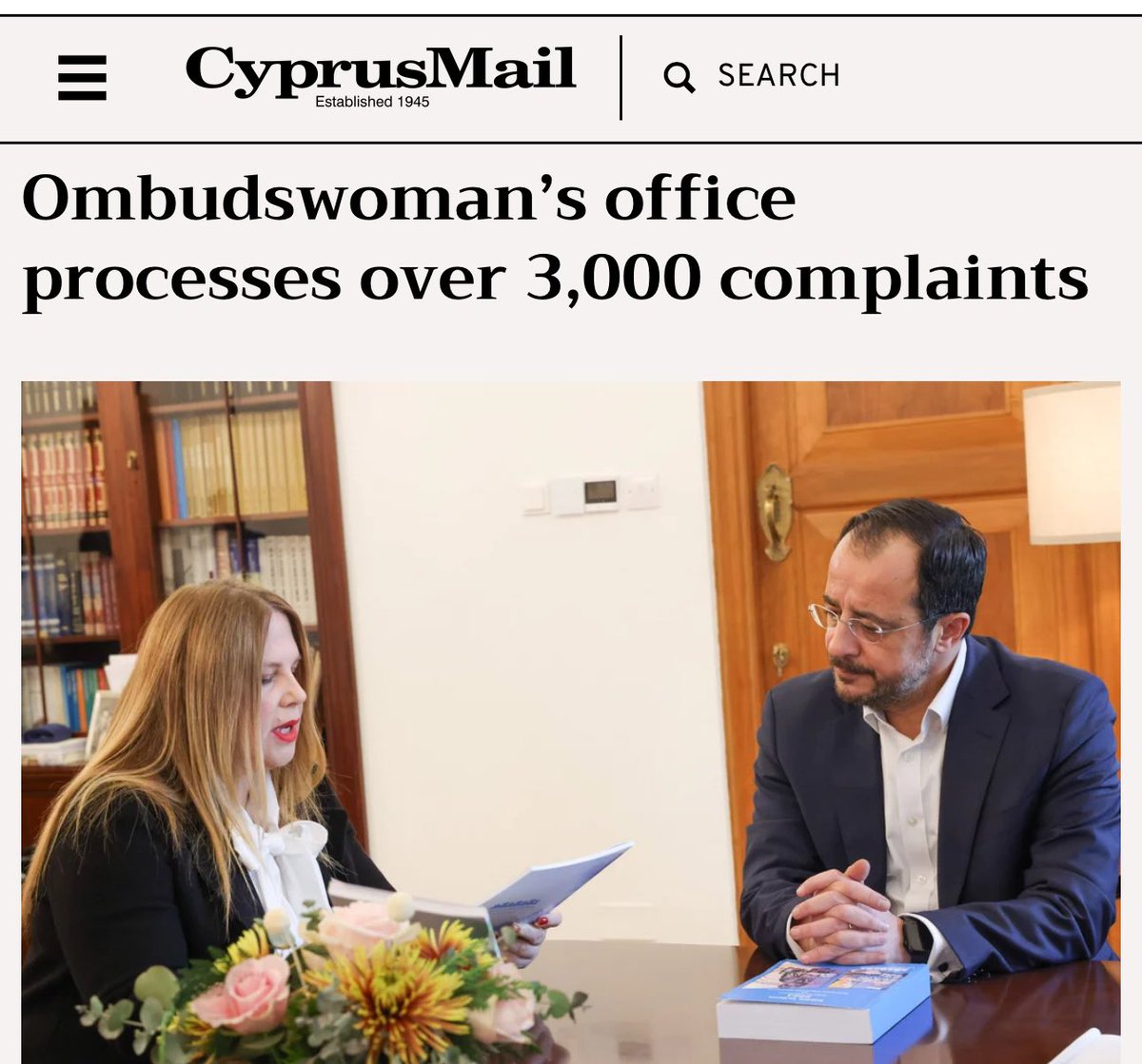 Cyprus Ombudsman (@cyombudsman) on Twitter photo .<a href="/CYOmbudsman/">Cyprus Ombudsman</a> submitted her Annual Reports to the <a href="/PresidentCYP/">President of the Republic of Cyprus</a> noting that more than 3000 complaints had been processed,many complaints were about local authority interference with private property&others about allowances for persons with disabilities
▶️ tinyurl.com/z63wutuj .<a href="/CYOmbudsman/">Cyprus Ombudsman</a> submitted her Annual Reports to the <a href="/PresidentCYP/">President of the Republic of Cyprus</a> noting that more than 3000 complaints had been processed,many complaints were about local authority interference with private property&others about allowances for persons with disabilities
▶️ tinyurl.com/z63wutuj
