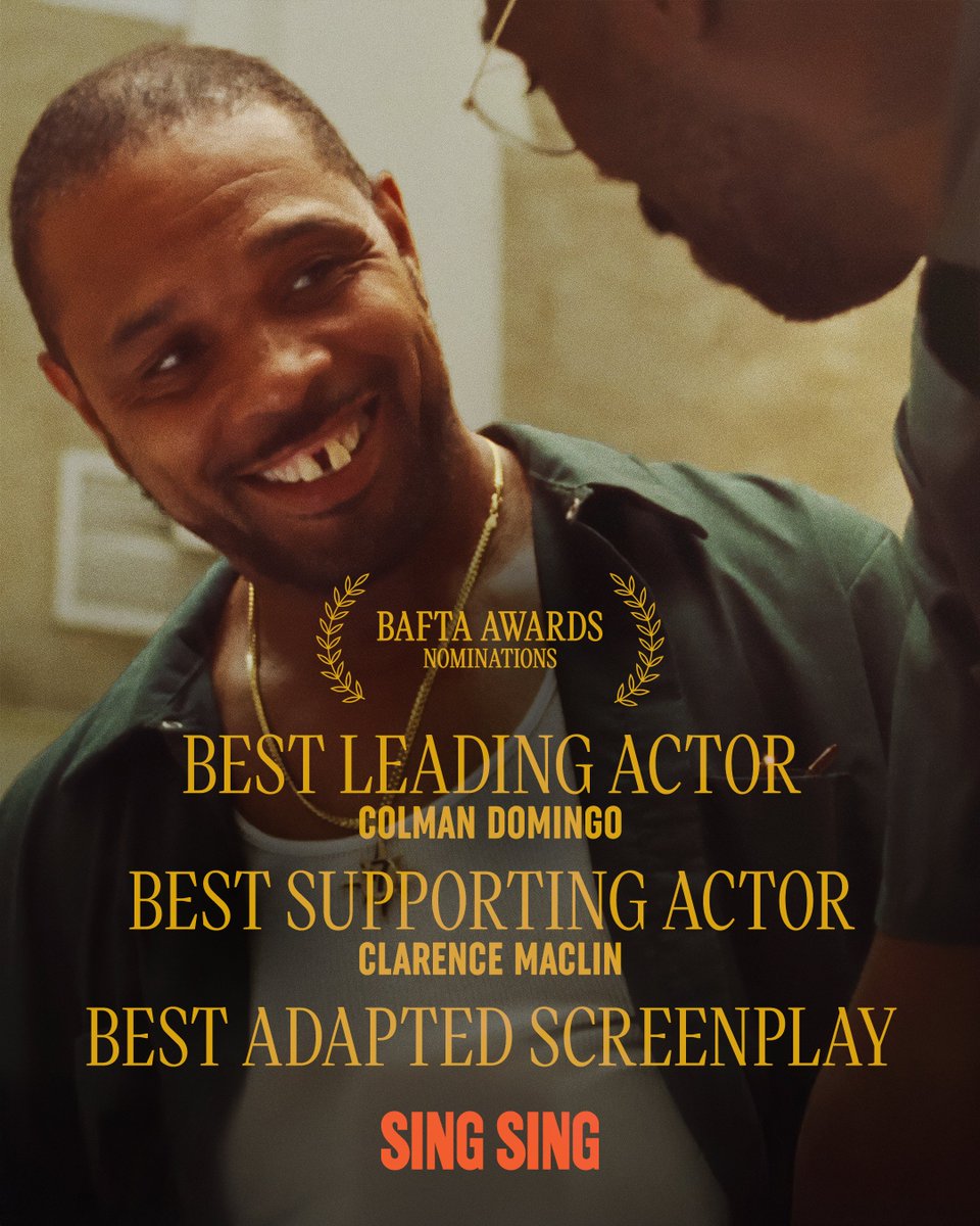#SingSingMovie has been nominated for three <a href="/BAFTA/">BAFTA</a> awards, including Best Adapted Screenplay, Best Actor for @ColmanDomingo and Best Supporting Actor for Clarence Maclin ✨