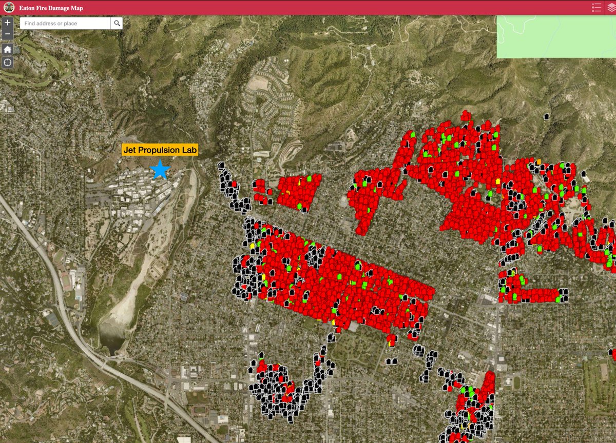 I_Am_JohnCullen's tweet photo. How close did the Eaton fire in Pasadena come to NASA's Jet Propulsion Laboratory (where I get all my asteroid data..?)
Really close..
#TheScienceOfWhere https://t.co/QH5Vibw8W6