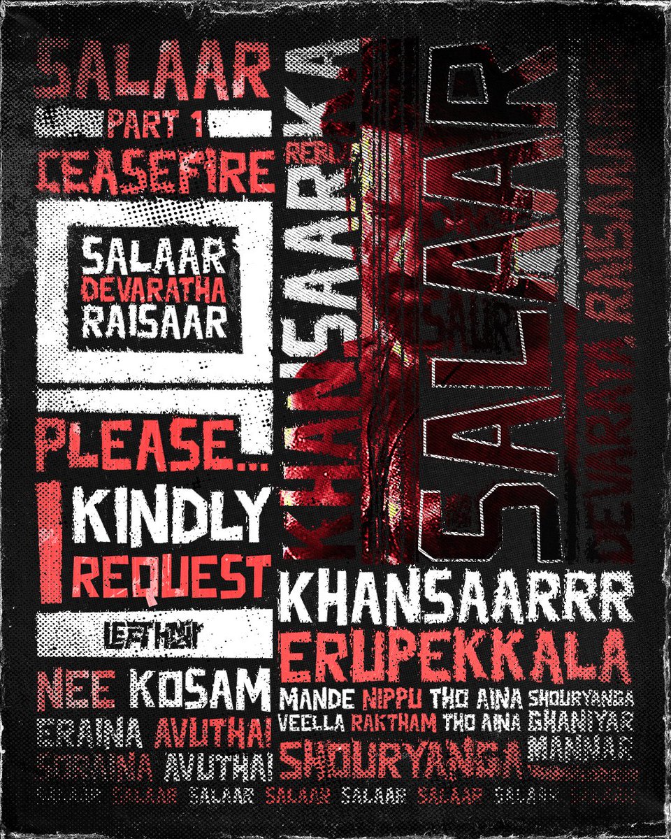 left_hndr's tweet photo. Typography Poster Design 

#Salaar #SalaarCeaseFire #poster #GraphicDesign #adobe #Prabhas #Salaar2 https://t.co/AwQjkuHTY2