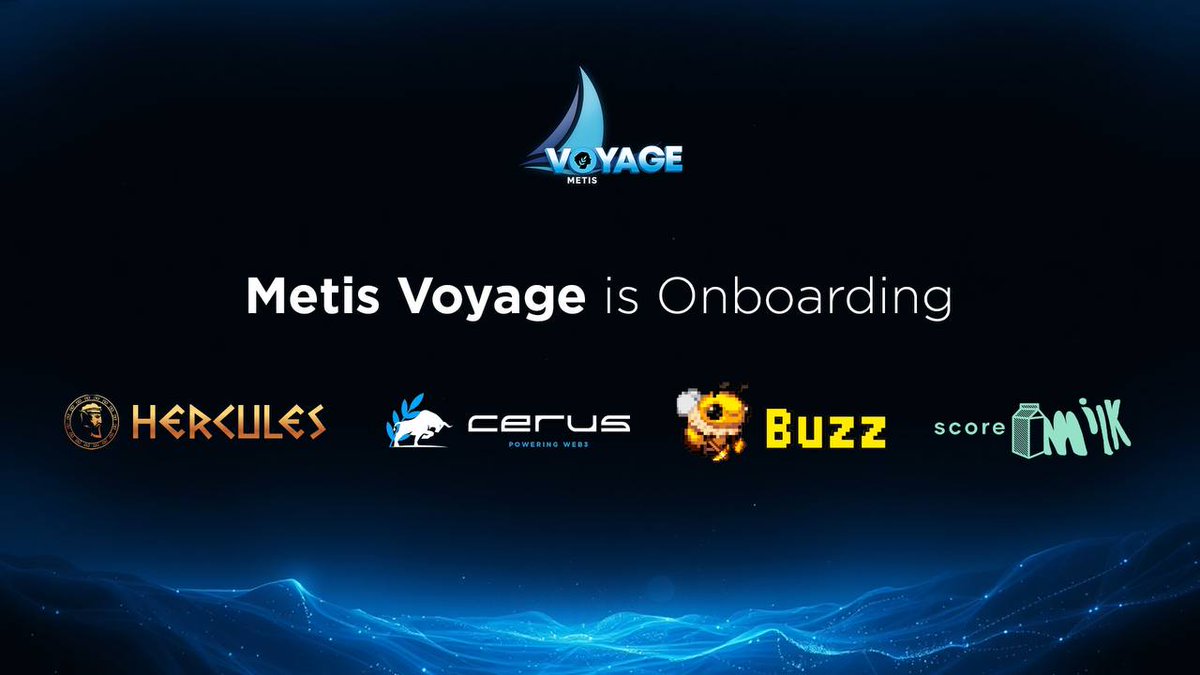 Metis๐ฟ (@metisl2) on Twitter photo Plus, give a special welcome to our newest Metis Voyage projects!
<a href="/ScoreMilk/">Score Milk ๐ฎ</a>: Community-driven browser-based GameFi platform
<a href="/cerusvaults/">CERUS - Maximize Your Potential ๐ฟ</a>: Innovative DeFi solutions
<a href="/TheHerculesDEX/">Hercules ๐ฟ</a>: Next-gen DEX
<a href="/BuzzWeb3_/">Buzz๐</a>: Telegram GameFi mini-app
ย
The Voyage continues - more opportunities Plus, give a special welcome to our newest Metis Voyage projects!
<a href="/ScoreMilk/">Score Milk ๐ฎ</a>: Community-driven browser-based GameFi platform
<a href="/cerusvaults/">CERUS - Maximize Your Potential ๐ฟ</a>: Innovative DeFi solutions
<a href="/TheHerculesDEX/">Hercules ๐ฟ</a>: Next-gen DEX
<a href="/BuzzWeb3_/">Buzz๐</a>: Telegram GameFi mini-app
ย
The Voyage continues - more opportunities