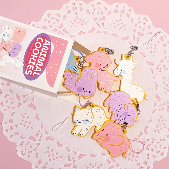 Surprise! It's a mystery box of delicious frosted animal cookies. 
Each box contains one 2in acrylic charm and one matching jumbo sticker!

Available 1/17 @ 1pm PST 