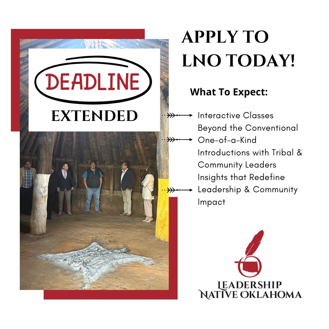 AICCOklahoma's tweet image. 🌟✨ LNO DEADLINE EXTENDED! 🌟✨

The American Indian Chamber of Commerce of Oklahoma invites you to apply to the LNO Class of 2025. 

Applications have been extended to January 22, 2025. 

Apply today: forms.gle/vxVygmgr54CnnF… 

#LNO2025 #NativeLeadership #Empowerment