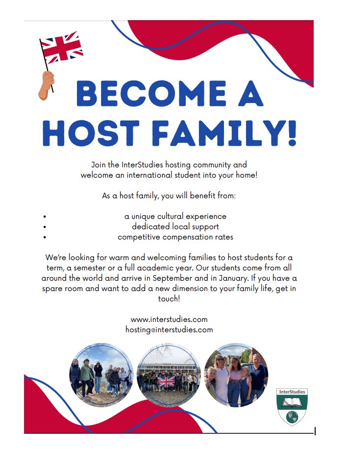 Can our local community help? Our Centre works closely with Interstudies who are seeking host families in and around Burnham. This year, we have welcomed students from Chile, Italy and Germany. If you are interested, please contact hosting@interstudies.com for more information.