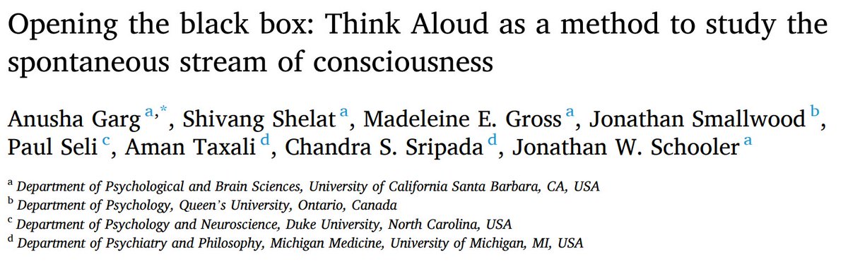 cogshelat's tweet image. Qualities of our thoughts don&apos;t seem to be too reactive to think-aloud protocols  — check out this new work in Consciousness &amp;amp; Cognition!
