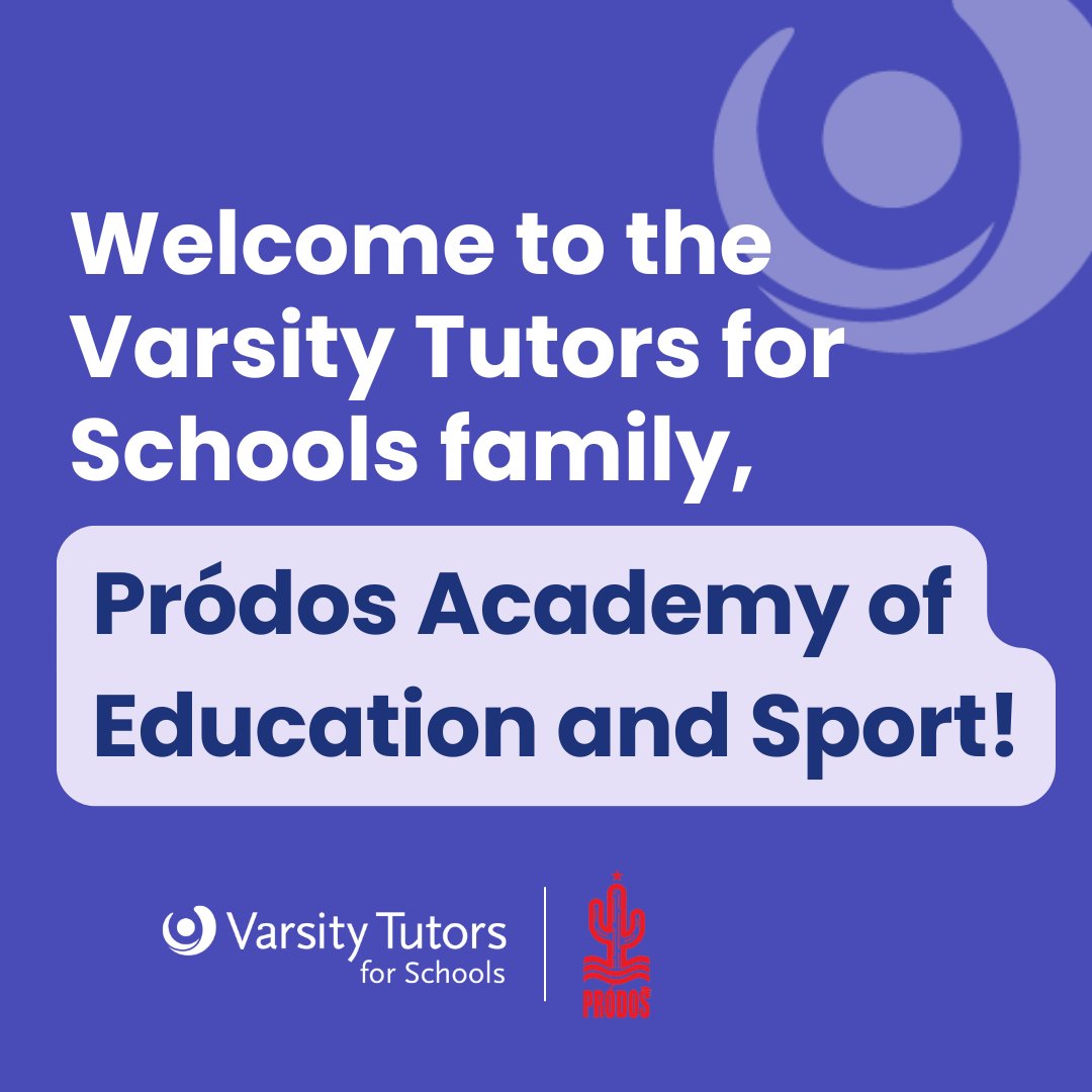 Varsity Tutors for Schools, a Nerdy Company (@vtforschools) on Twitter photo Weโre excited to announce that our <a href="/VTforSchools/">Varsity Tutors for Schools, a Nerdy Company</a> platform is now available to students at Prรณdos Academy of Education and Sport! Weโre excited to announce that our <a href="/VTforSchools/">Varsity Tutors for Schools, a Nerdy Company</a> platform is now available to students at Prรณdos Academy of Education and Sport!