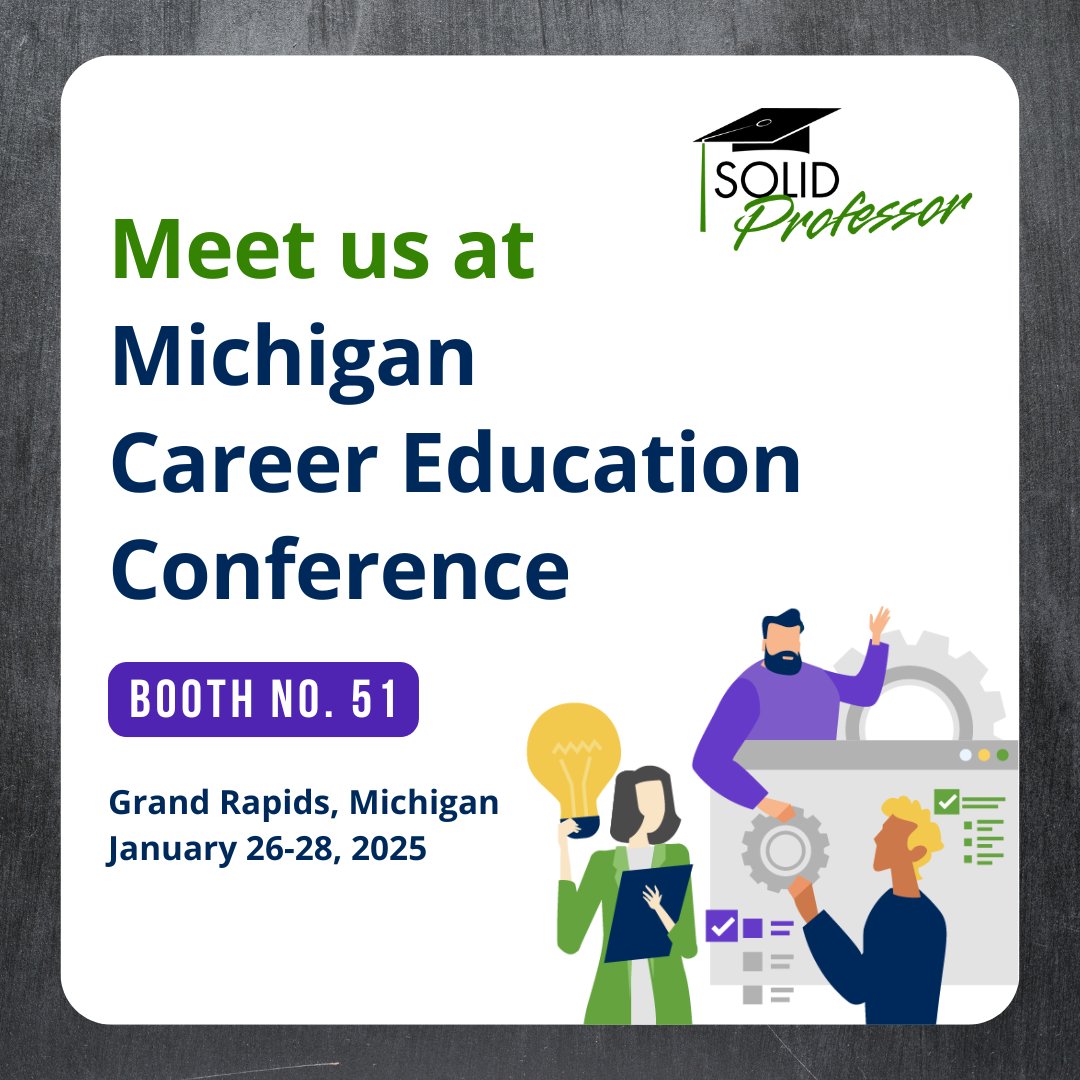 We’re heading to the Michigan Career Education Conference in Grand Rapids from January 26-28.  
Come find us at Booth #51 where we’ll be showcasing how SolidProfessor can help students take their skills in engineering the next level. 

#MICEC #CTE #STEMEducation #EdTech