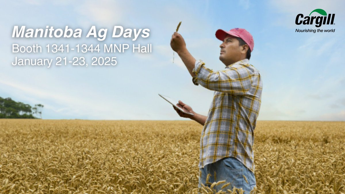 Are you ready for Manitoba Ag Days? We’re one week out from the show and the anticipation is high. Make sure to stop by our booth 1341-1344 MNP Hall to chat with the Cargill team. We hope to see you there!
#WestCdnAg #MBAgDays24 #CargillAg
