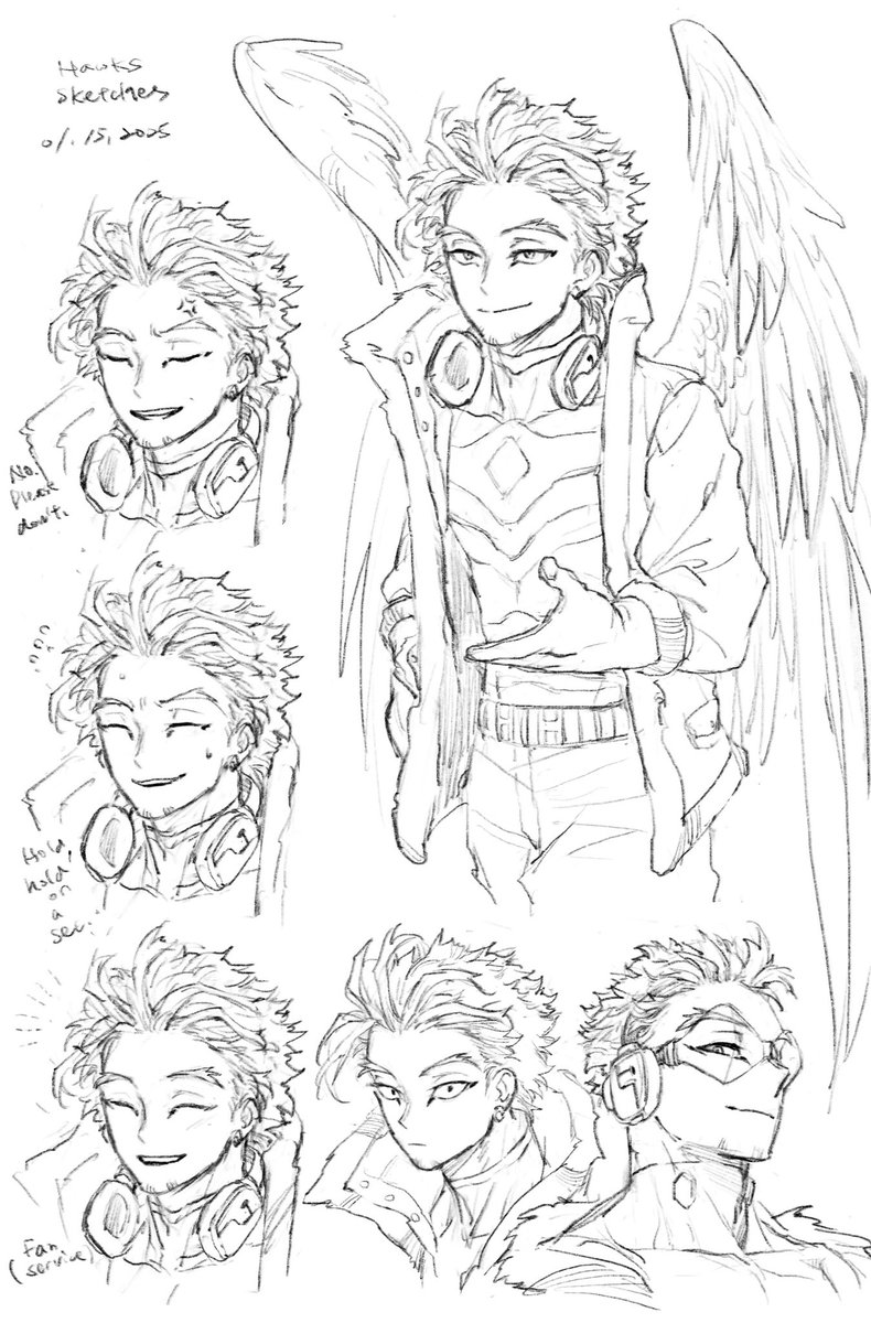 Hawks sketches and one with Endeavor ホークス+エンデヴァー 落書き