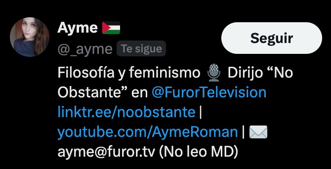 La cuenta de <a href="/FurorTelevision/">Furor TV</a>, que co-gestiono yo misma desde hace meses, había dejado de seguirme 🙃
No quería pensar "me están quitando seguidores por ser de izquierdas" por no darme importancia (mucha gente se ha ido de Twitter, y yo estoy muy inactiva), pero esto sí es raro.