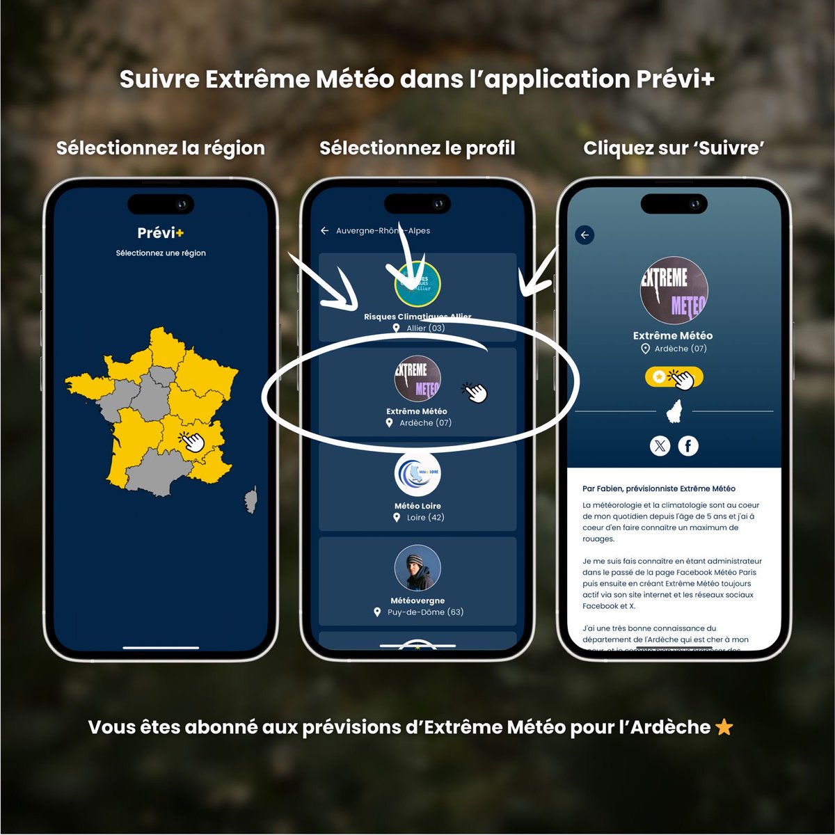 Nouvelle évolution pour Extrême Météo et pour vous ! 

Extrême Météo intègre l’application Prévi+ comme prévisionniste pour le département de l'Ardèche ! (pourquoi l'Ardèche ? J'ai des attaches familiales dans ce département et c'est un département que je connais très bien)

📷