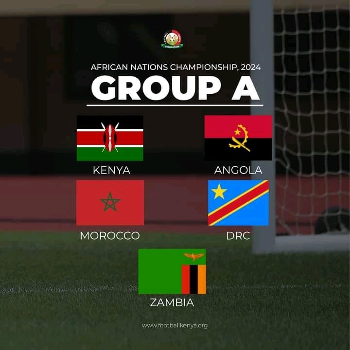 NIAJENEWS's tweet photo. Kenya has been drawn in CHAN2024
KENYA 
MOROCCO 
ANGOLA 
DR CONGO 

#CHAN2024DRAW https://t.co/1KvOYDMukW