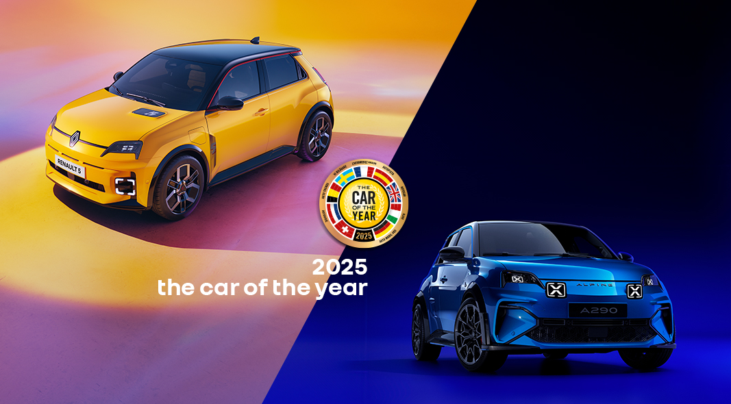 🏆 Car of the Year 2025 🏆

😊 We’re thrilled to announce that the Renault 5 E-Tech Electric and the Alpine A290 have jointly been crowned Car of the Year 2025 by the European Car of the Year jury! 

✅ This win celebrates their outstanding quality, innovation, and performance.