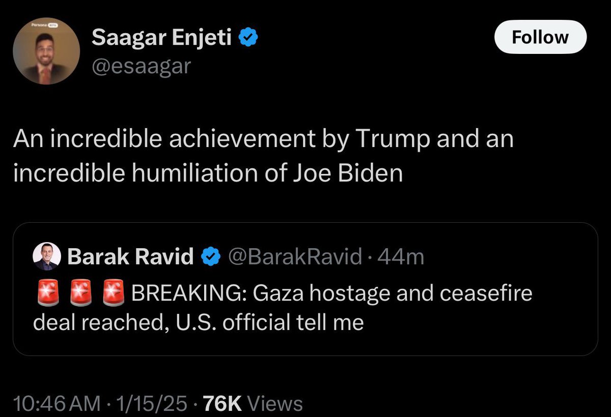 joncoopertweets's tweet photo. Umm…last time I looked, Joe Biden is still the president. If anyone deserves credit for helping to negotiate this deal, it’s Biden and his administration. https://t.co/0qWAXoR6ZA