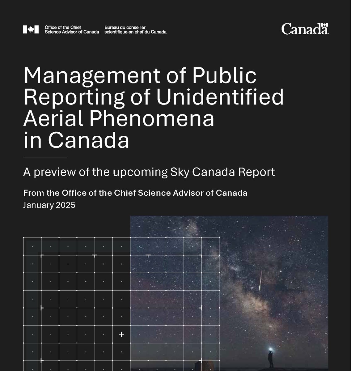 Our team examined how to improve the management of UAP observations in 🇨🇦. Check out the preview of our upcoming report, which includes recommendations on mitigating misinformation and enhancing scientific rigour in this area of study.  

🌟science.gc.ca/site/science/e…