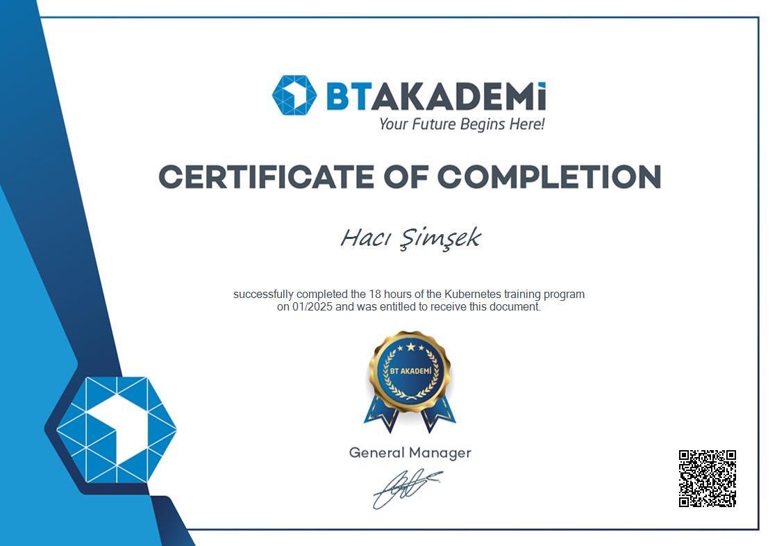 CodeWithHaci's tweet image. 🎉 Just earned my Kubernetes Training Program certificate from BTAkademi! 🚀
Grateful for the opportunity to expand my skills in container technologies and Kubernetes. Excited to apply this knowledge in future projects! 🙌
#Kubernetes #Certification #ContinuousLearning