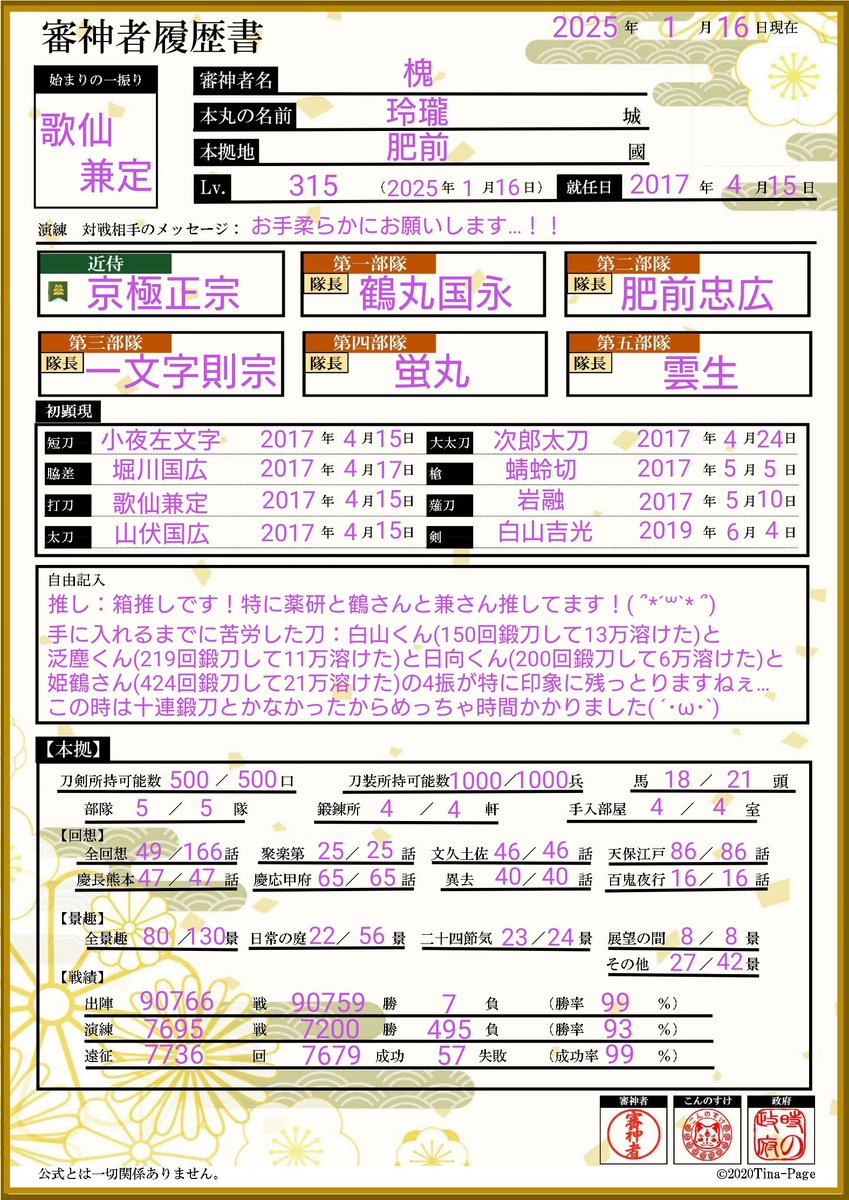 phibrain4's tweet photo. 久々に審神者履歴書更新！！
刀剣乱舞10周年おめでとうございます(*  ˊ꒳ˋ*)
のんびりまったりやってる審神者です！
仲良くしてくれると嬉しいです⸜(*˙꒳˙*)⸝
♡orRTでお迎えにあがります！
(無言フォロー失礼します)

 #審神者履歴書
 #審神者さんと繋がりたい 
 #刀剣乱舞好きさんと繋がりたい https://t.co/CexL4v6Pll