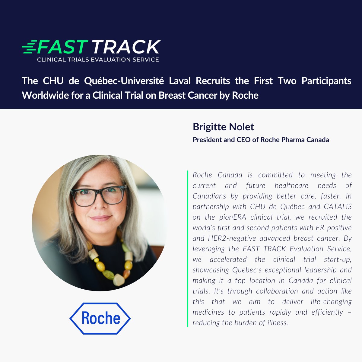 catalisquebec's tweet photo. The @chudequebec has recruited the world's first participants for a phase III trial in #BreastCancer, with the support of #CATALIS's #FASTTRACK Evaluation Service. This @RocheCanada #clinicalresearch explores a promising treatment: https://t.co/HHH2LwN4fG https://t.co/qQY5L3OhVx