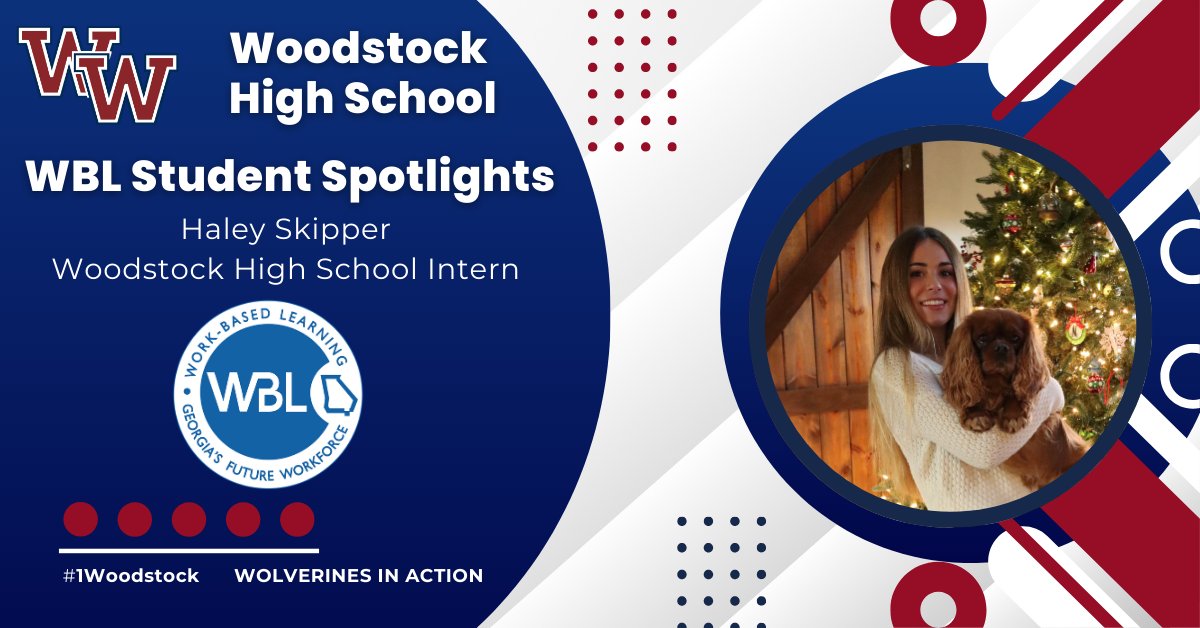The WBL Student Spotlight this week is Haley Skipper.  Haley is an Intern at Woodstock HS and does an outstanding job working in the counseling office! Congratulations Haley! #WHSWBL #1Woodstock #Wolverines@work