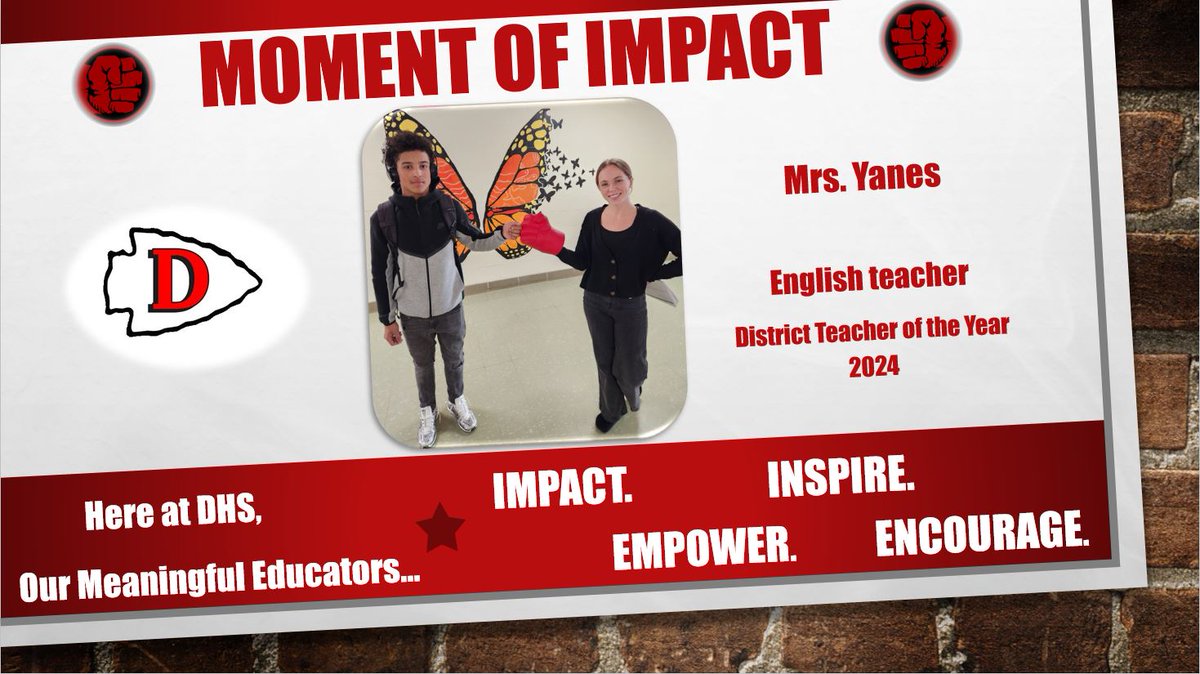 When you've been named a District Teacher of the Year, you've clearly made a significant 🤜IMPACT🤛 throughout the school building. 2024 TOY, Mrs. Yanes certainly fits the bill &amp; continues to validate her prestigious recognition on a daily basis.📖✍️
<a href="/DerbyRedRaider/">Derby High School</a> <a href="/derbypssuper/">Matt Conway</a>