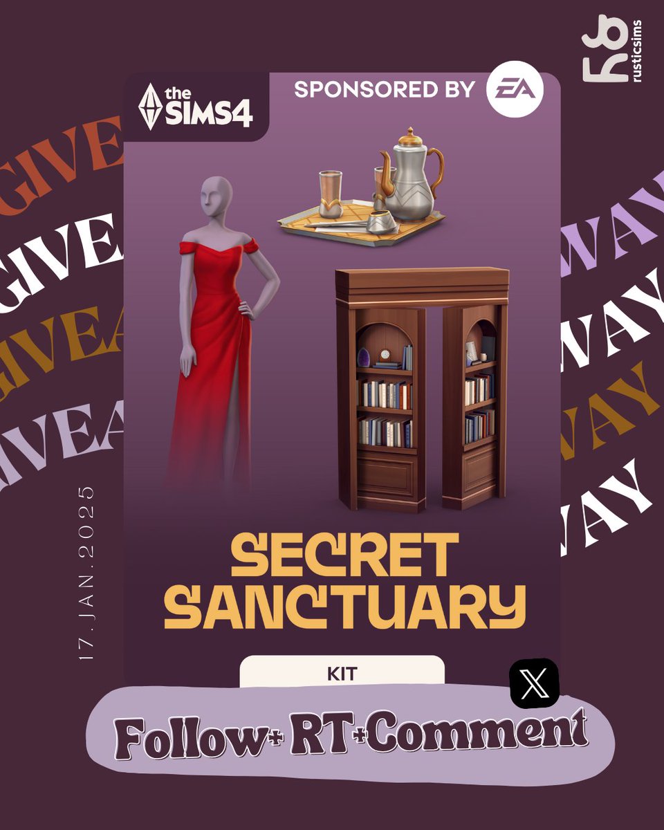 SIMS 4 GIVEAWAY 👠 #TheSims4SecretSanctuary
 
 WIN a 📷 code (PC/EA app) for the new kit
 thanks to #EACreatorNetWork 

Rules: 
💍FOLLOW ME +LIKE + RT  
💍COMMENT : Put a GIF 007  Movie
 
Winner will be chosen 17.JAN.2025
 Buena suerte simmers 📒 #TheSims4  
#Ad #Giveaway