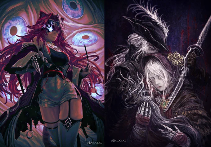 oh it's #PortfolioDay again?Hi Baloolax and I make "dark themed anime/vtuber" stuff? 