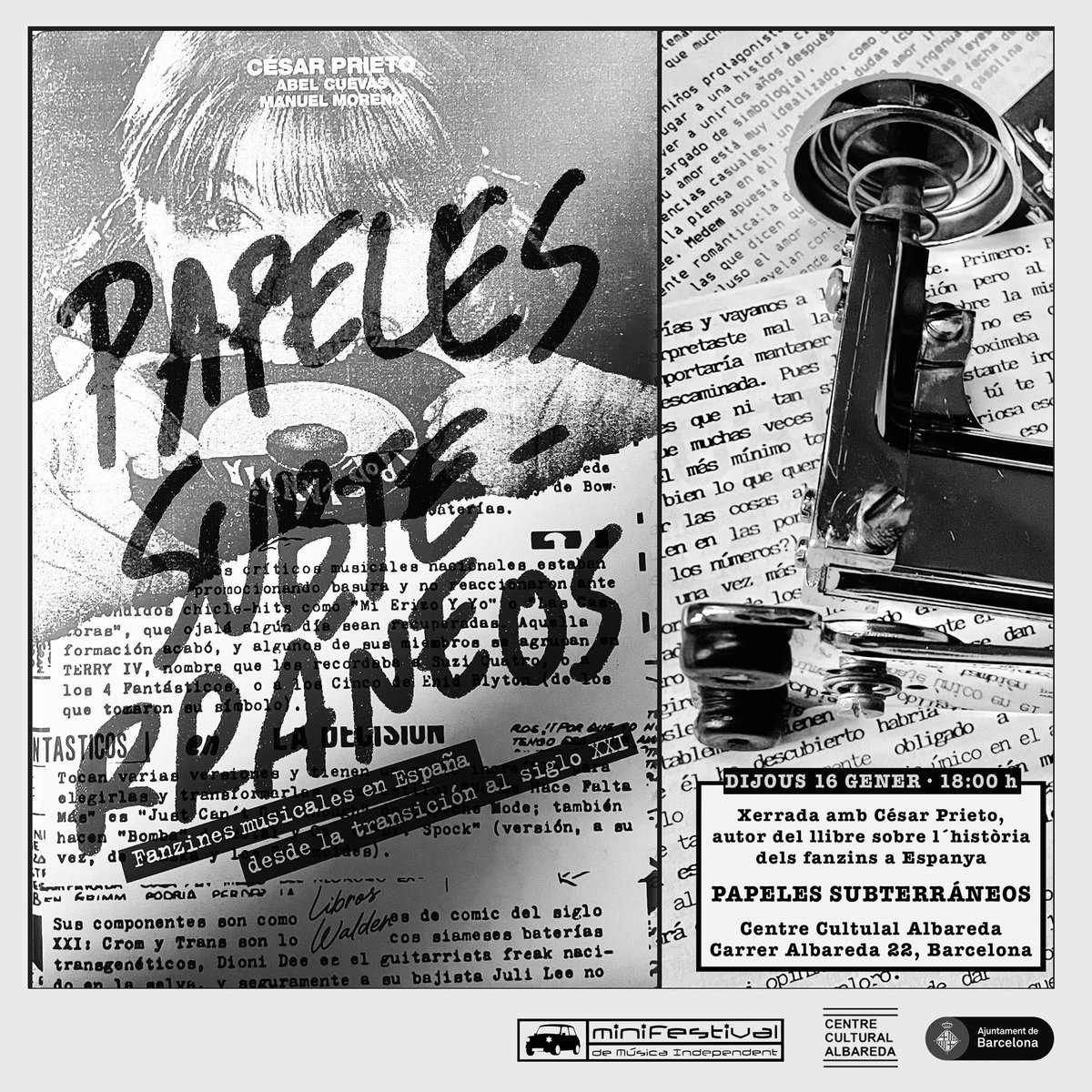 MinifestivalPop's tweet image. Més activitats fanzineres per demà 16 de gener al @ccalbareda 
A partir de les 17:45 / entrada lliure